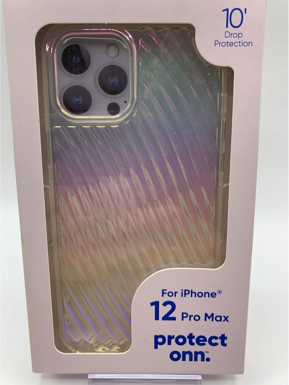 PROTECT ONN IPHONE 12 PRO MAX CASE Rainbow Metallic Ridges